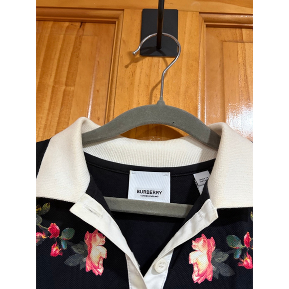 Burberry Girls 6Y Floral Logo Polo Dress Limited Print Black - Picture 3 of 9